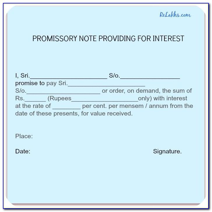 Simple Promissory Note Sample Letter India
