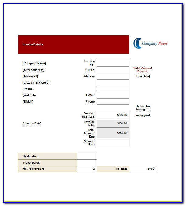 Travel Invoice Format In Word