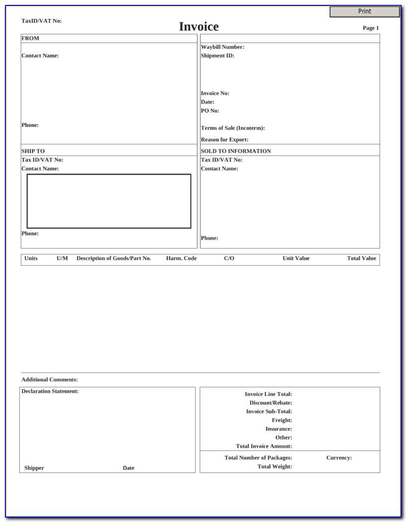 Ups Commercial Invoice Pdf Fillable