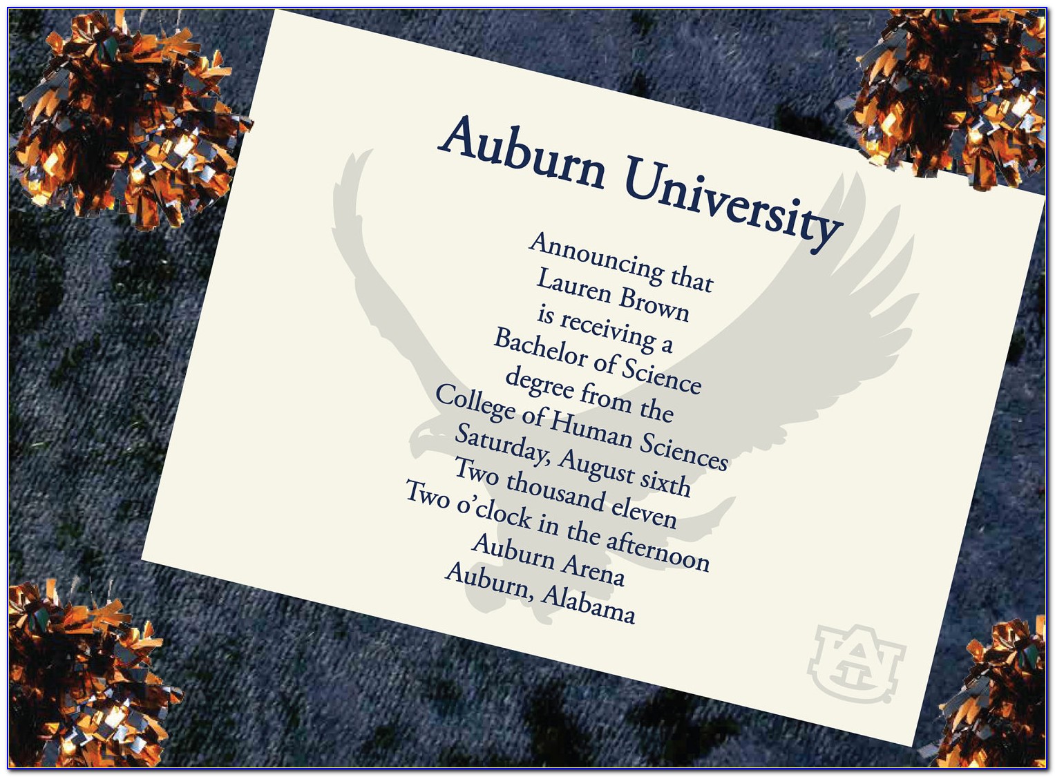Auburn University Graduation Announcements