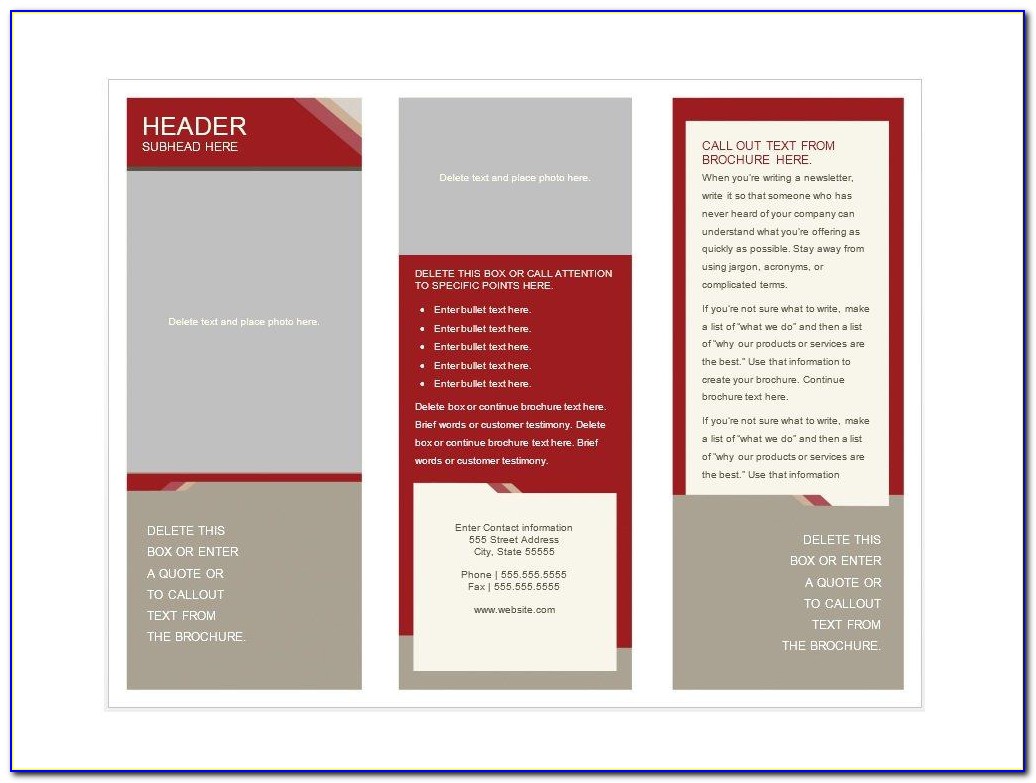 Blank Tri Fold Brochure Templates Free Download Word