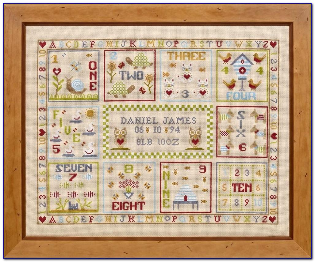 Counted Cross Stitch Birth Record For Twins