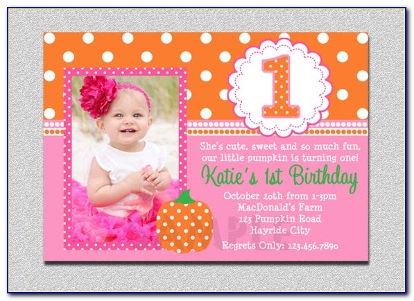 1st Birthday Invitation Card For Baby Girl Template