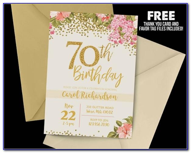 70th Birthday Invitation Cards Templates