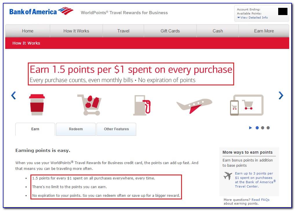 Bank Of America Worldpoints For Business Card