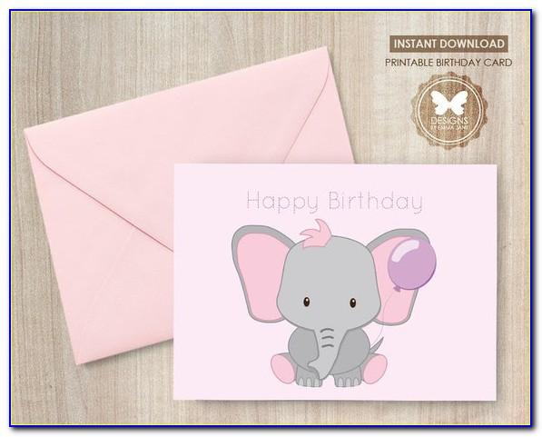 Free Printable Elephant Birthday Card