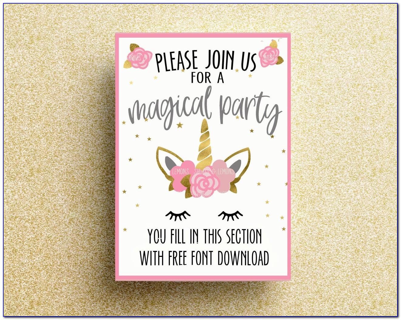Unicorn Birthday Party Invitation Card