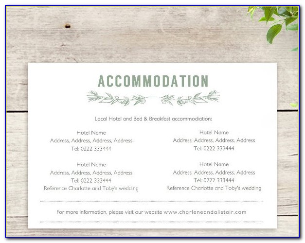 Accommodation Card Template Free