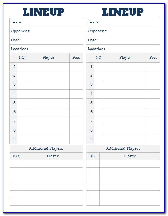 Baseball Lineup Card Template Free