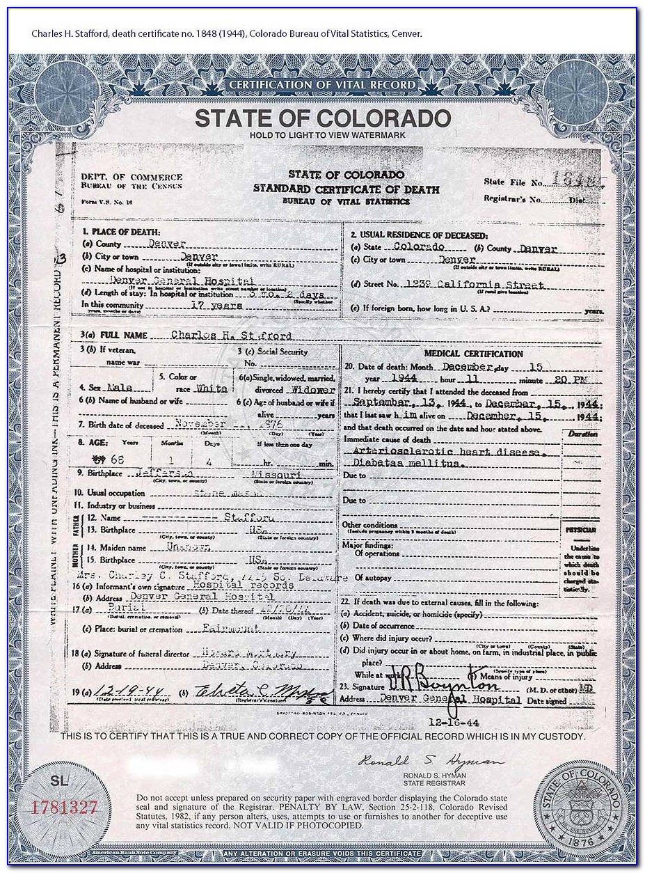 Birth Certificate Denver County