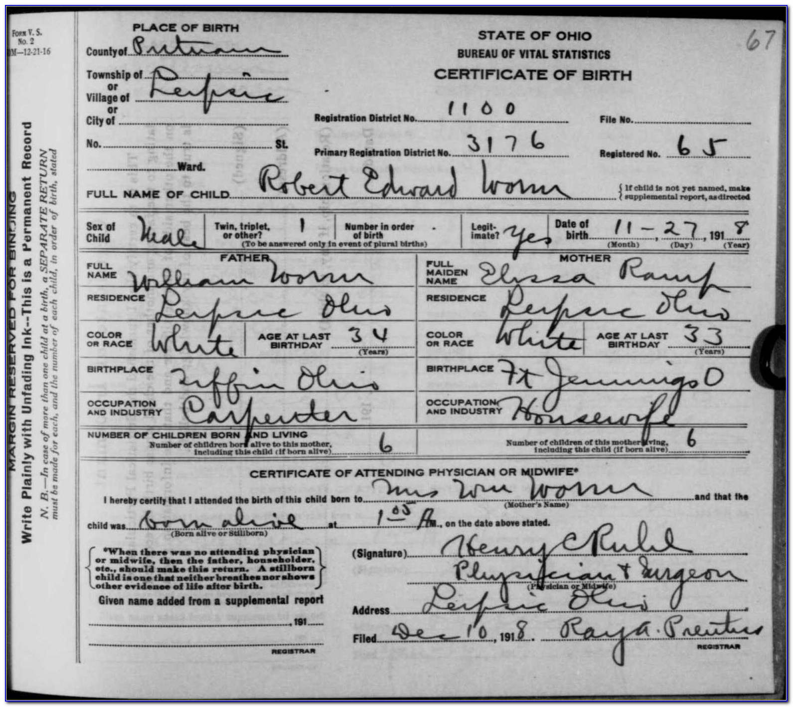 Birth Certificate Norwalk Ohio