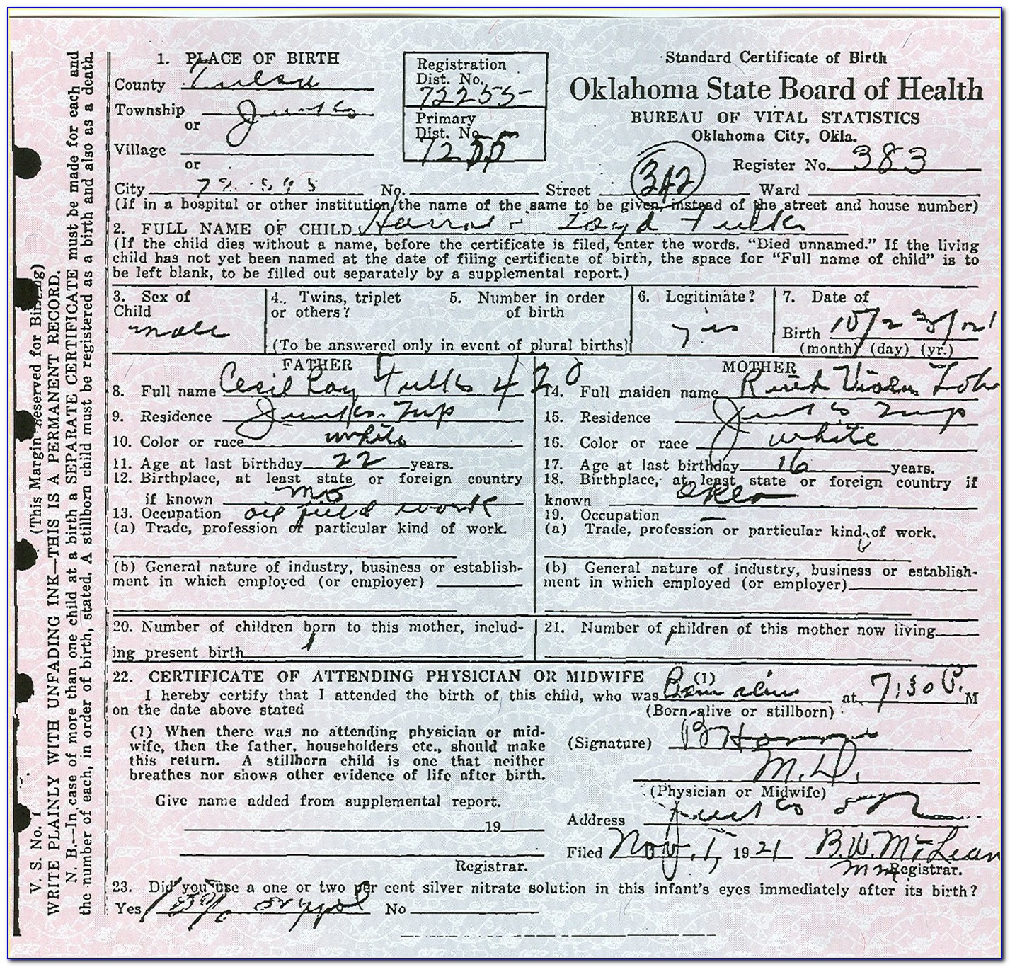 Birth Certificate Oklahoma City