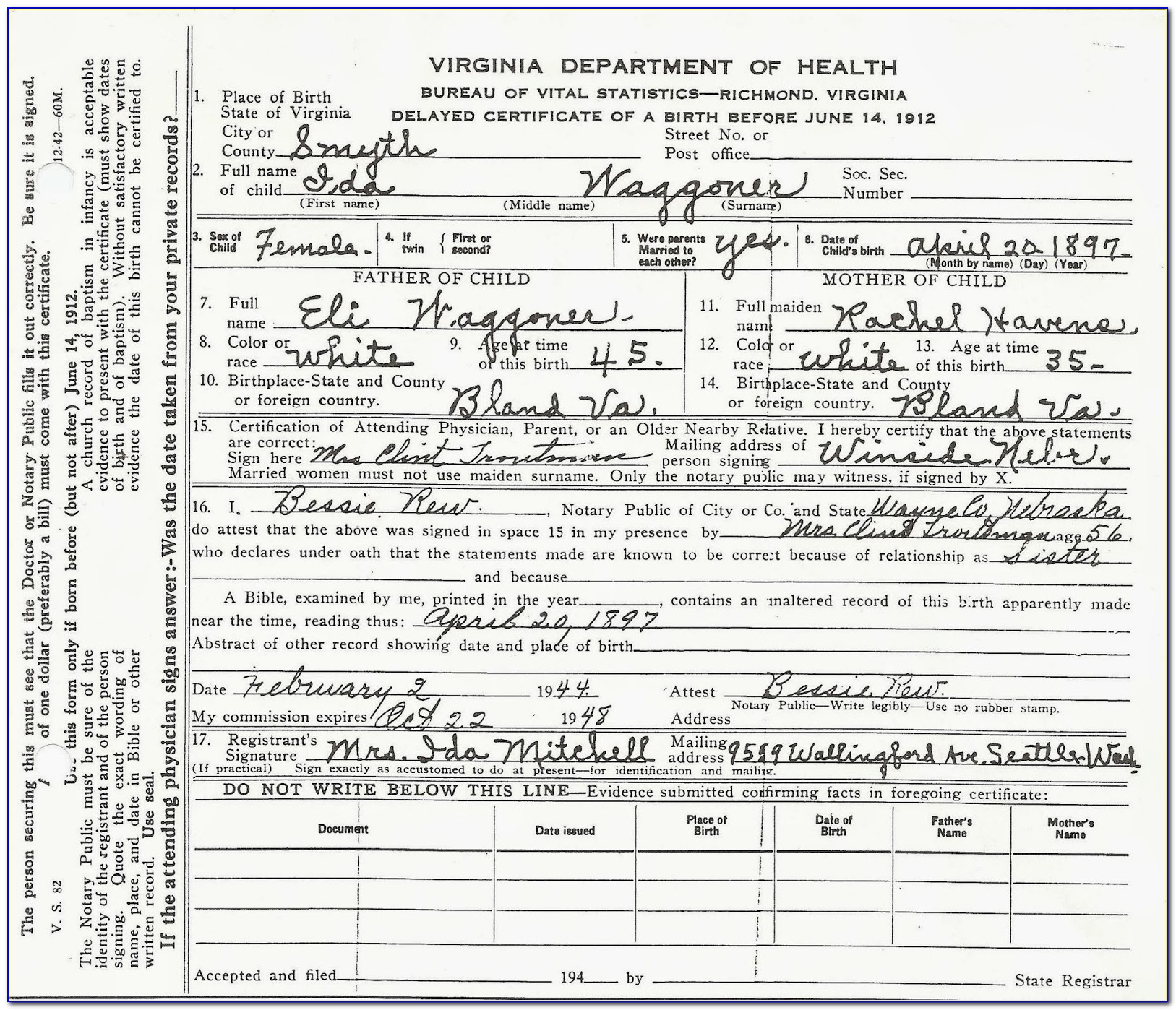 Birth Certificate Seattle King County