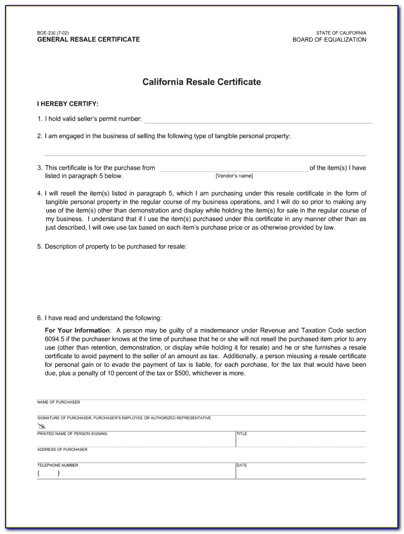 California Resale Certificate Lookup