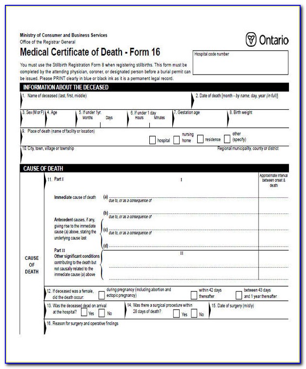 Death Certificate Template California