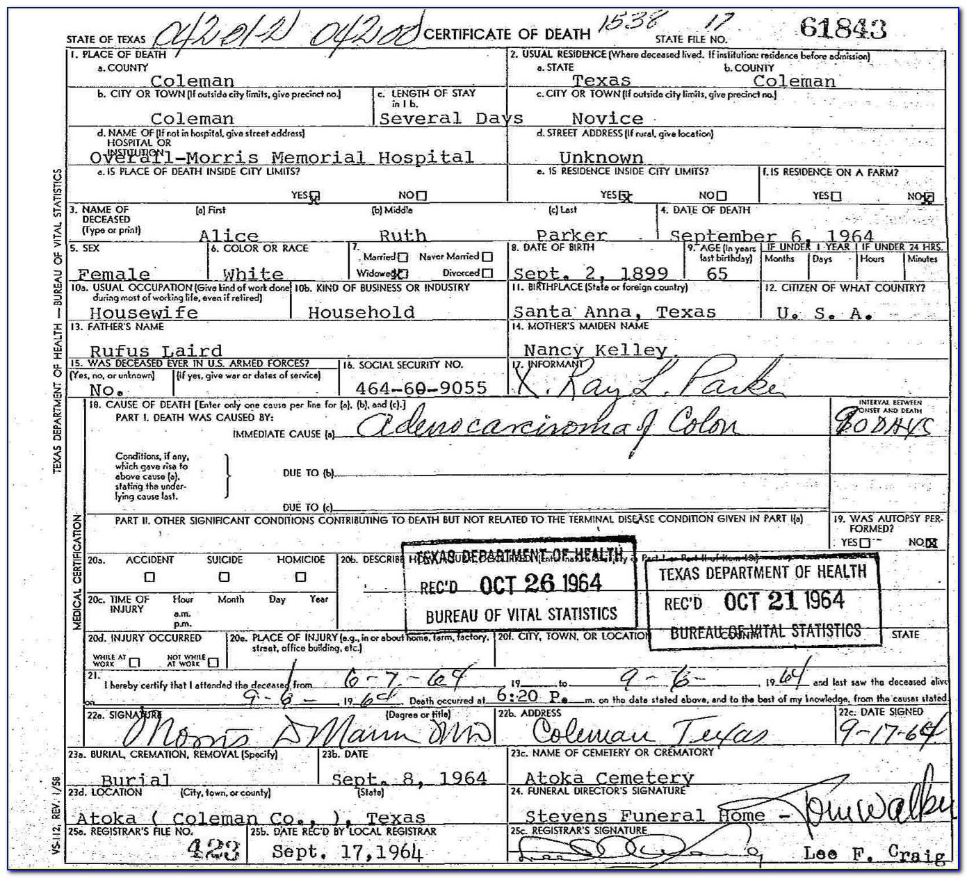 Denton County Courthouse Birth Certificate