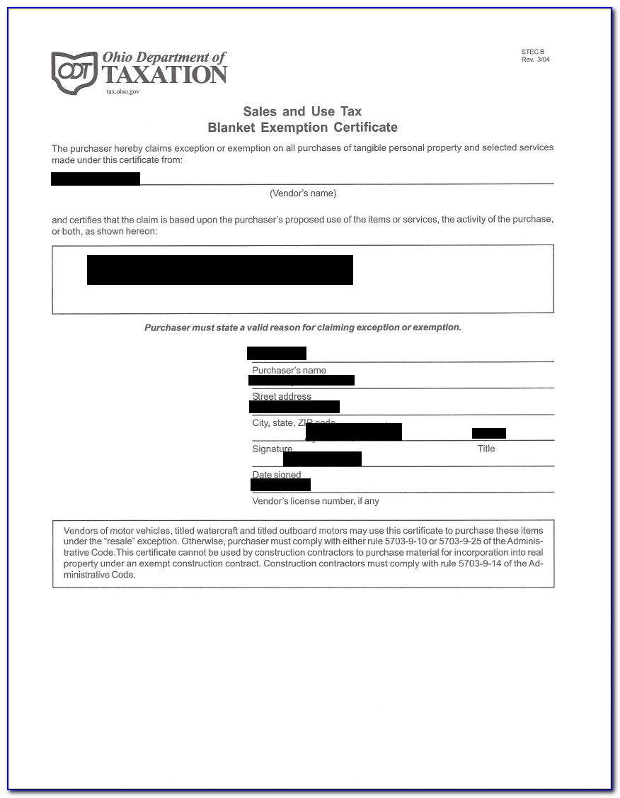 Do Ohio Blanket Exemption Certificates Expire