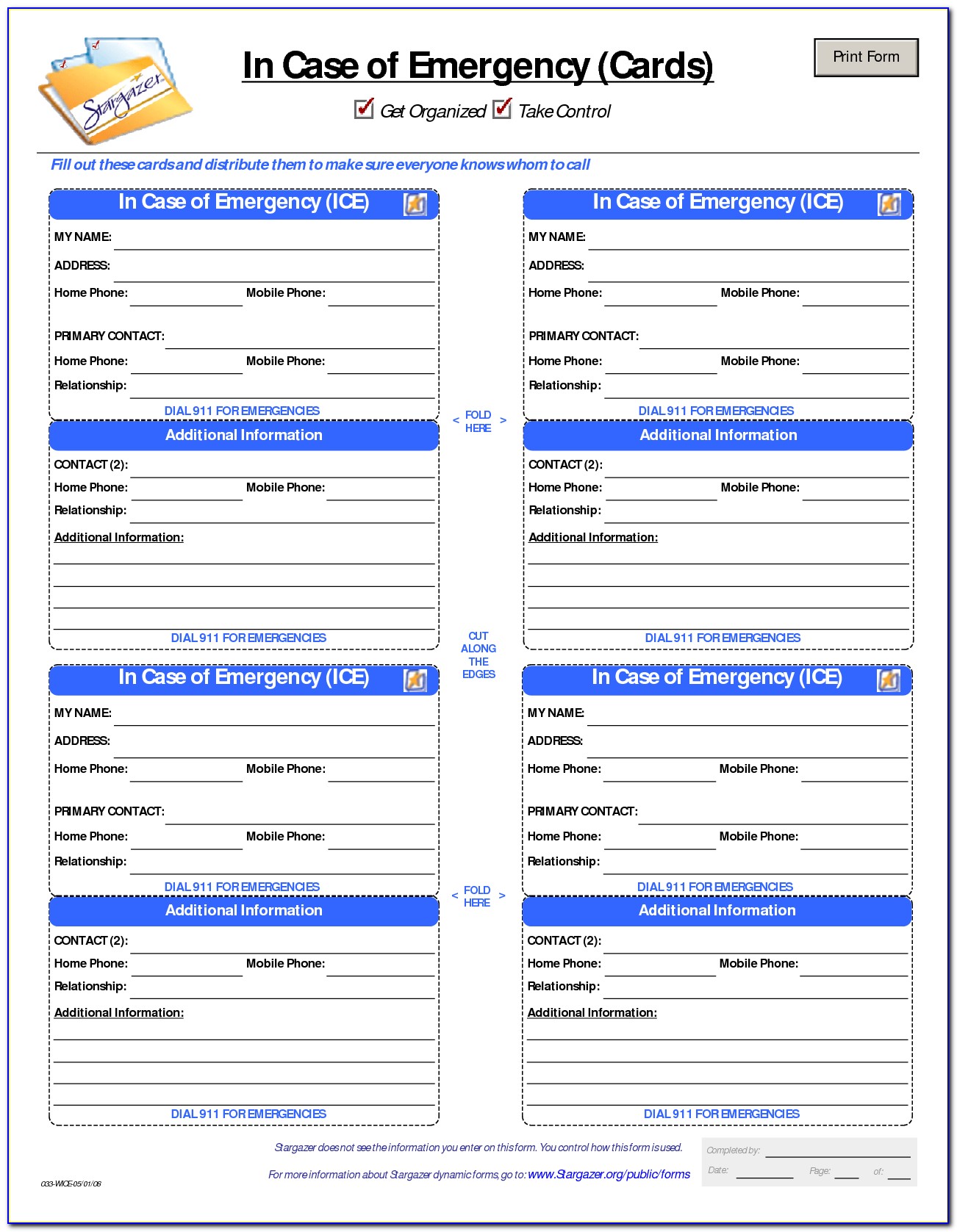 Emergency Medical Identification Card Template