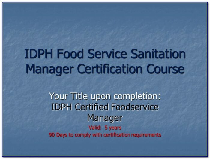 Food Handler Manager Certificate Illinois