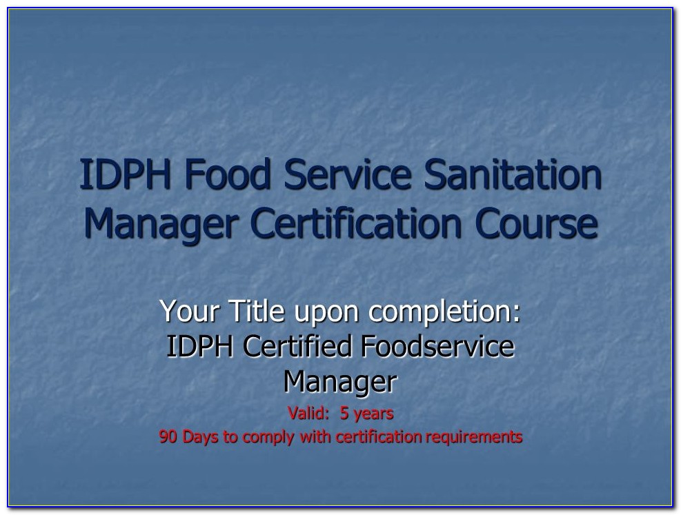 Food Handler Manager Certificate Illinois