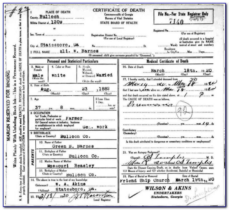 Fulton County Georgia Birth Certificate