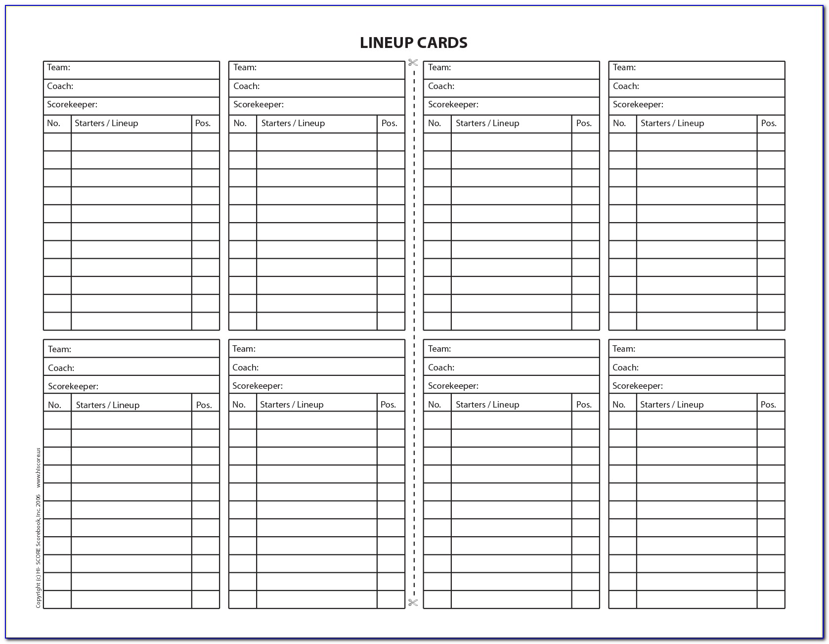 Printable Hockey Lineup Cards