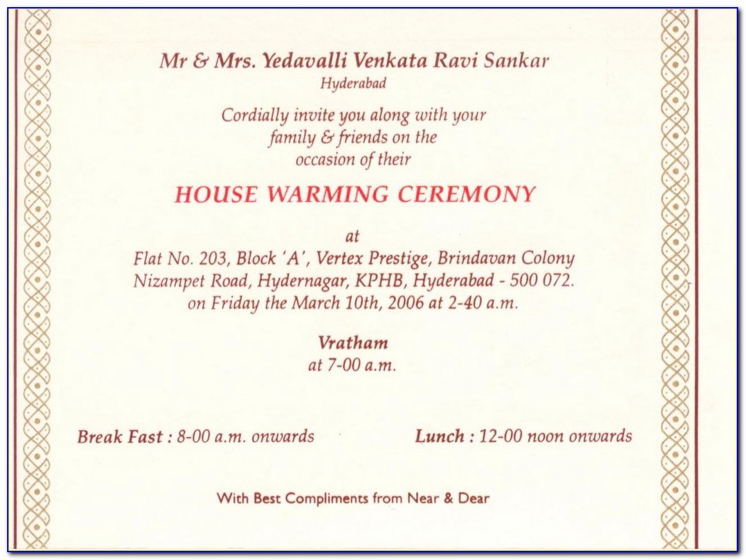 House Warming Ceremony Invitation Card Templates