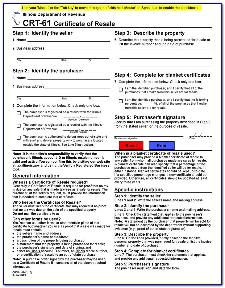 Illinois Resale Certificate Lookup