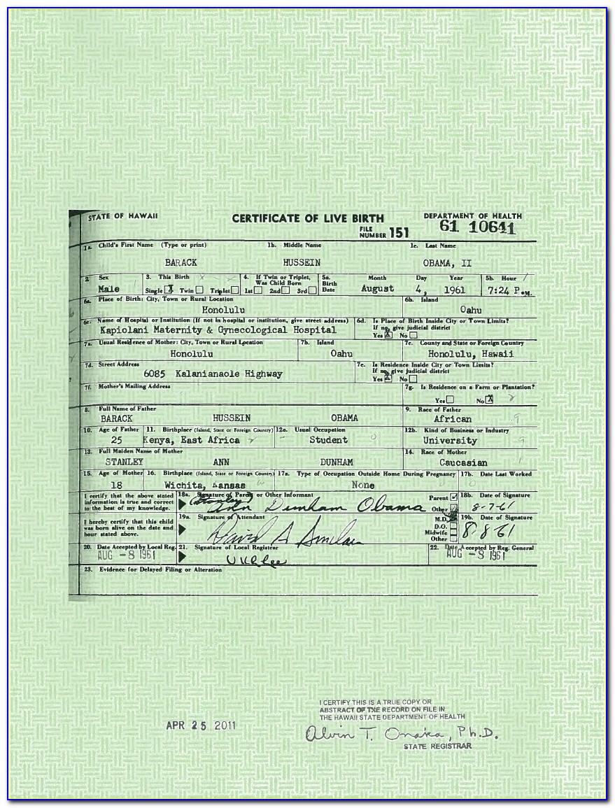 Maricopa County Birth Certificate Obama