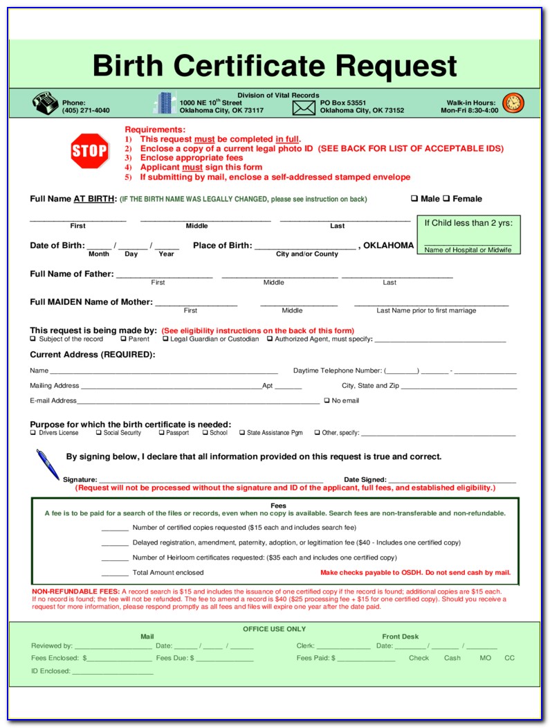 Mississippi Birth Certificate Request
