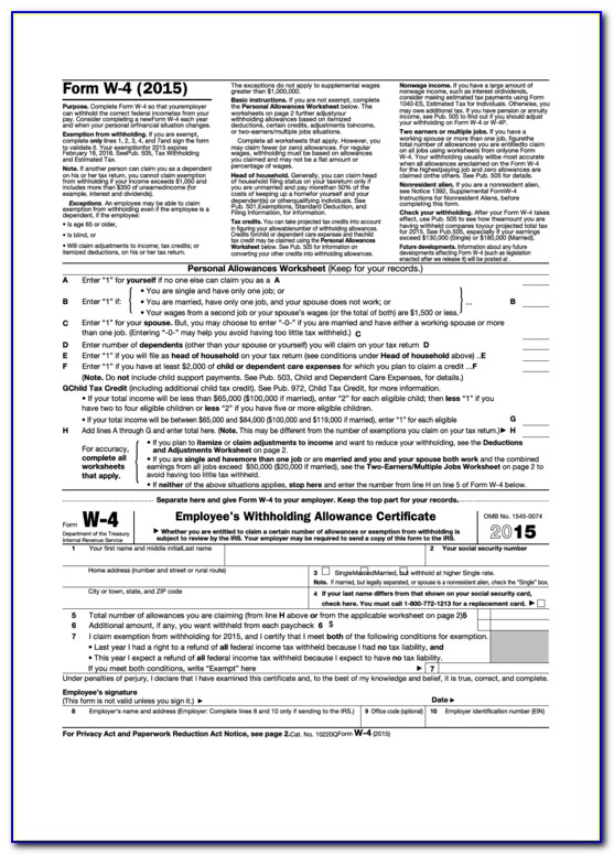 Mo W 4 Employee's Withholding Allowance Certificate
