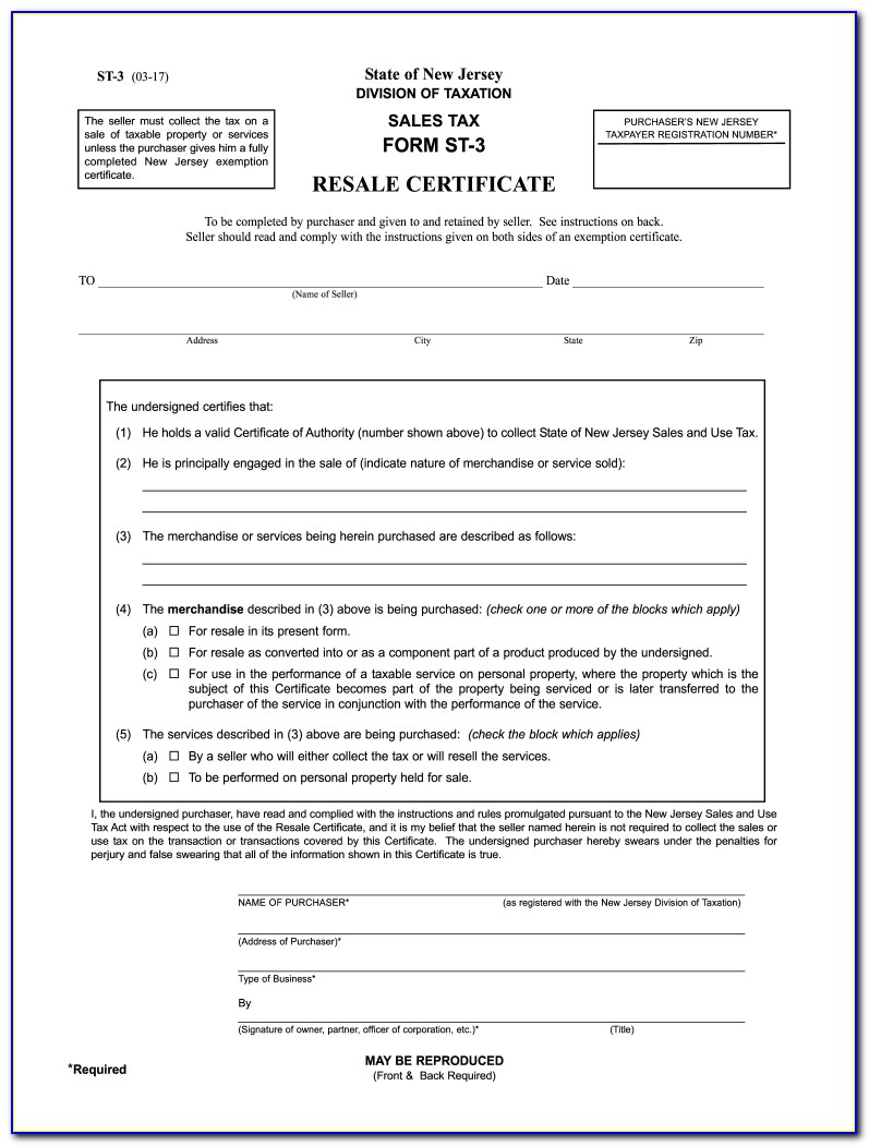 Nj Resale Certificate Verification