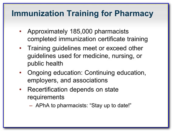 Pharmacist Immunization Certification California