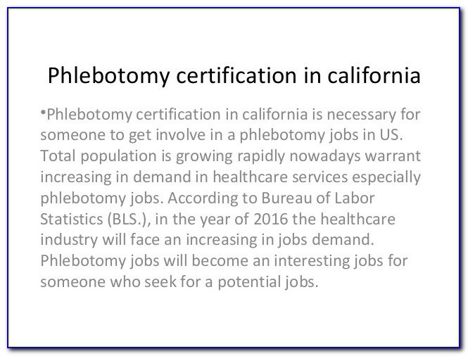 Phlebotomist License California