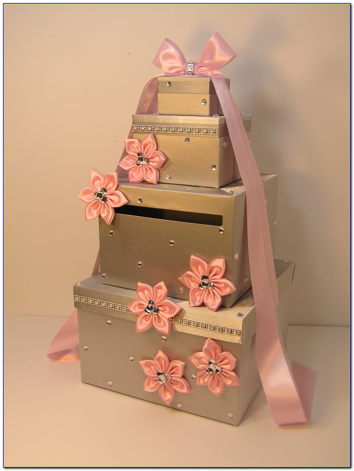 Pink And Gray Wedding Card Box