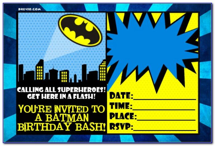 Printable Batman Invitation Cards