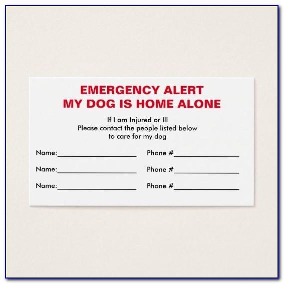Printable Emergency Id Card Template