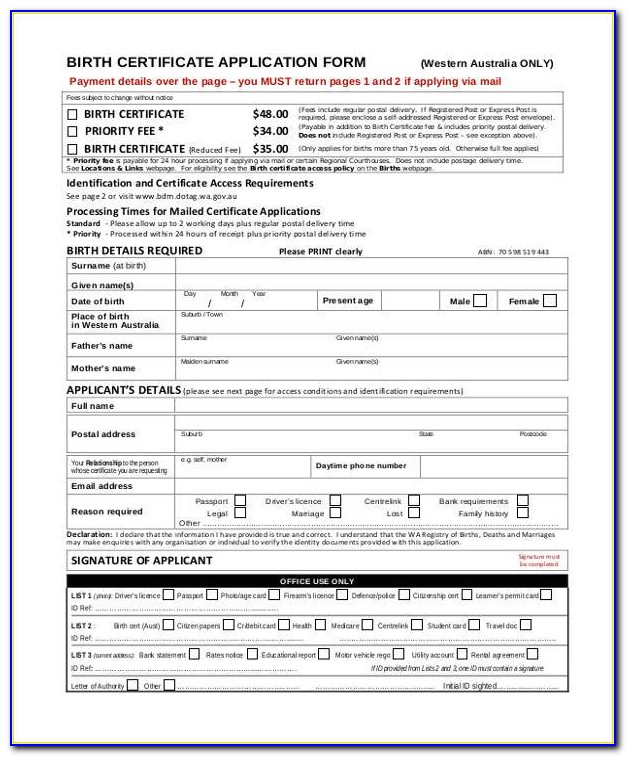 Printable Mississippi Birth Certificate Application