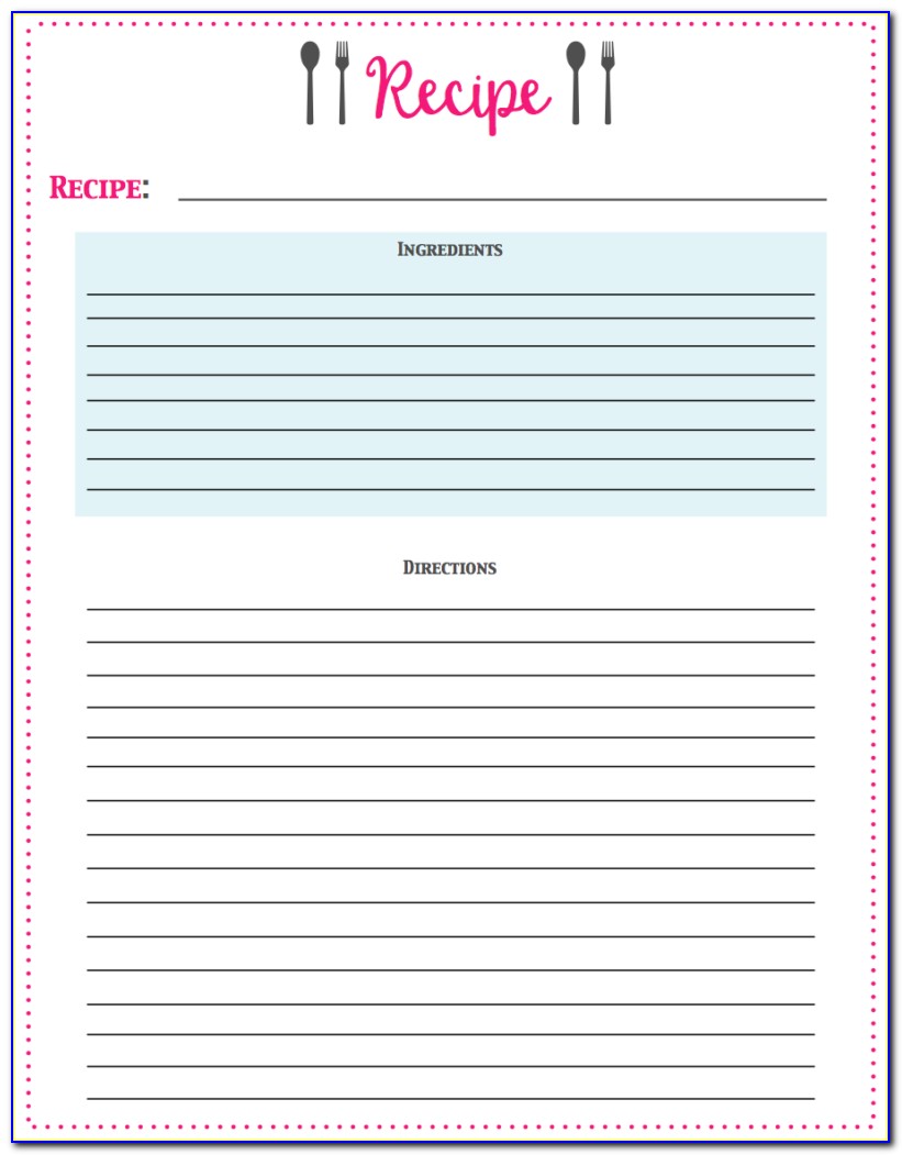 Recipe Card Template For Pages Free