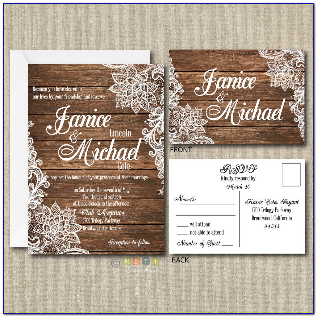 Rustic Wedding Invitations With Response Cards