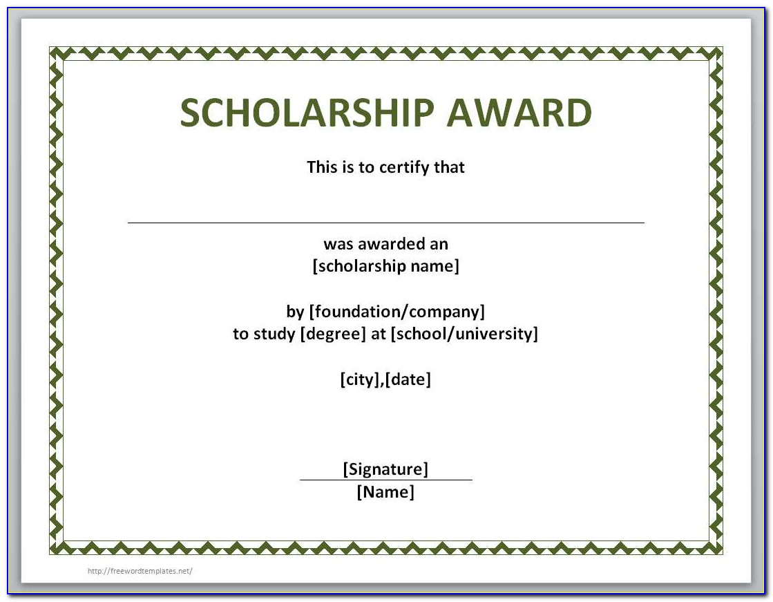 Scholarship Certificate Template Free