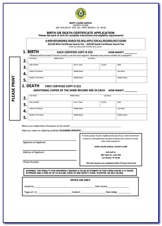 Tarrant County Birth Certificate Phone Number