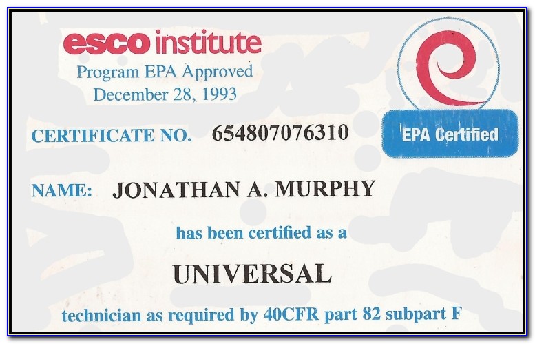 Universal Cfc Certification Maryland