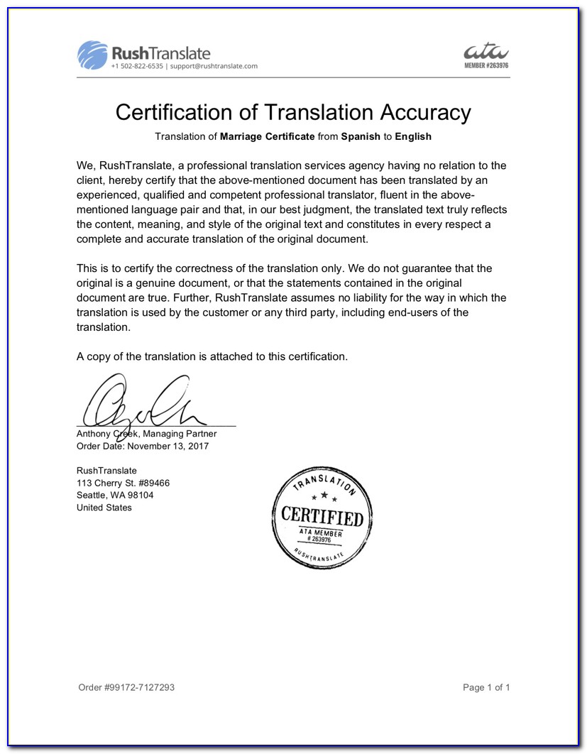 Uscis Translation Certification Template
