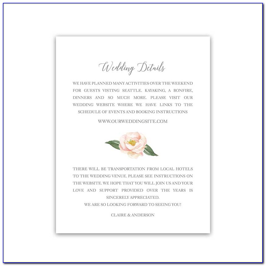 Wedding Enclosure Cards Template