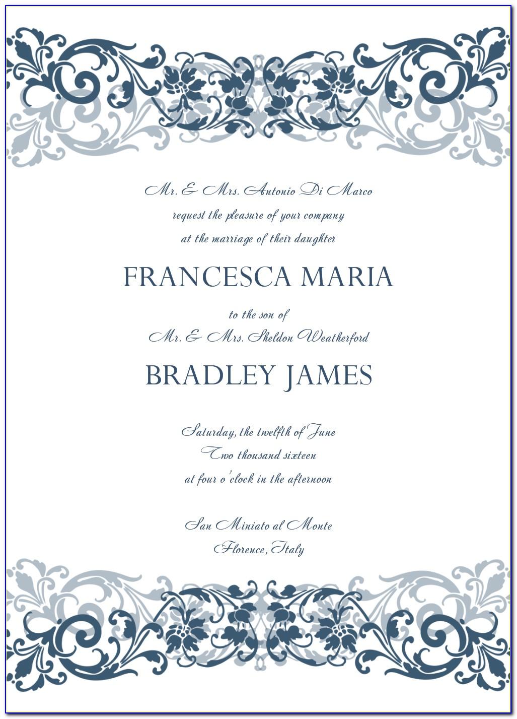 Wedding Invitation Card Template Free