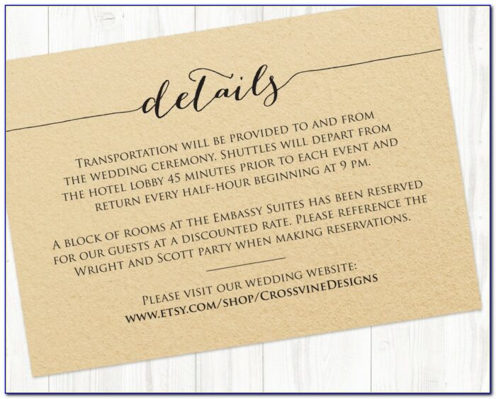 What Goes On A Wedding Information Card