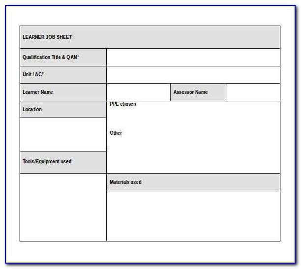 Workshop Job Card Template Excel