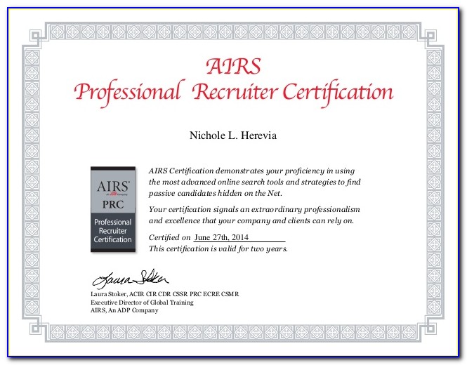 Airs Professional Recruiter Certification