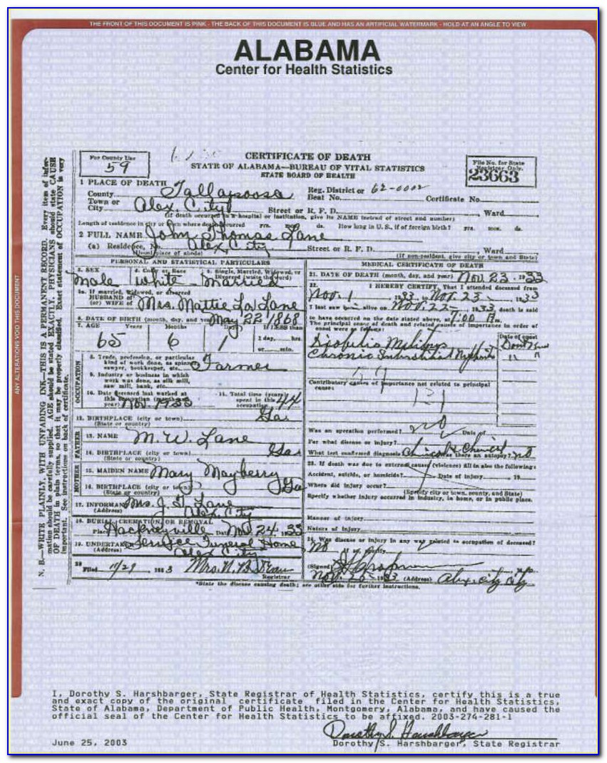 Alabama Birth Certificate Pdf